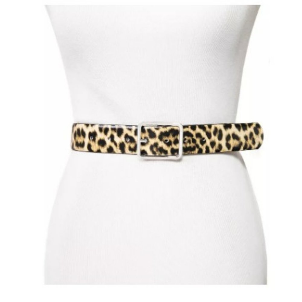INC International Concepts Animal Print Leopard Panel Belt Small Cream B… - Picture 6 of 6